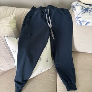 Figs Blue Jogger Sweatpants with Tapered Leg and Elastic Waistband